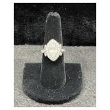 STERLING SILVER AND CZ DINNER RING - SIZE 6 1/2