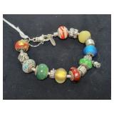 STERLING SILVER BRACELET WITH QG, ITALY & PANDORA