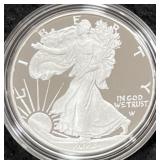 2023 W PROOF SILVER EAGLE - BOX & COA -