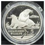 1993 NEW ZEALAND ENDANGERED WILDLIFE $5 SILVER
