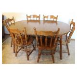 Solid Oak Dining Table & 6 Chair Set