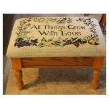 Wooden All Things Grow With Love Storage Stool