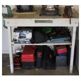 Wooden White Painted Workbench Table