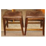 (2) Leather Saddle Bar Stools