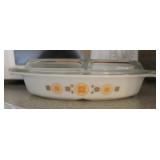 1960's Pyrex Town & Country 1.5qt Divided Dish