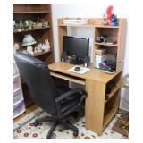 Wooden Desk w/ Supplies & Office Chair