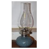 Blue Hobnail Oil Lamp