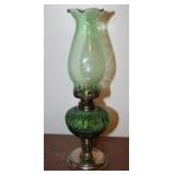Emerald Green Glass Oil Lamp