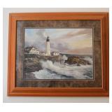 Light House Town Print Framed