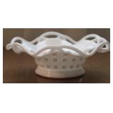 1950's Imperial Milk Glass Open Laced Rim Bowl