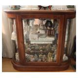 Small Oak Curio Display Light Up Cabinet