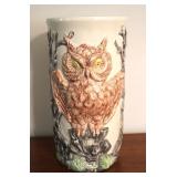 1980s 3D Owl Perched Ceramic Glazed Umbrella Stand
