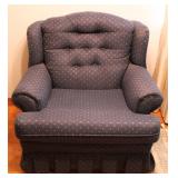 Classic Blue Patterned Tuffed Backrest Armchair