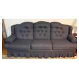 Classic Blue Patterned Tuffed Back Couch