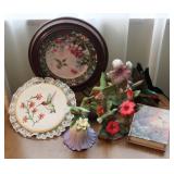 Hummingbird Porcelain Figurines w/ Plate & Notes