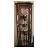 Wooden Corner Curio Display Light Up Cabinet