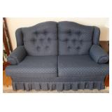 Classic Blue Patterned Tuffed Back Love Seat