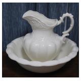 White Ceramic Was Basin & Pitcher Set