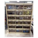MULTI-DRAWER PARTS BIN W/ FIREARM RELATED ITEMS