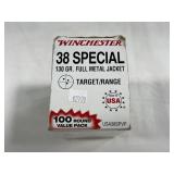 100 RDS OF WINCHESTER .38 SPL AMMO - 130 GR FMJ -