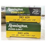 40 RDS .243 WIN AMMO 100 GR