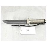 14" SURVIVAL KNIFE W/ COMPASS, MATCHES, ETC.
