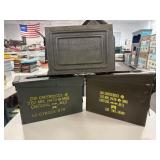 (3) SMALL ARMY METAL AMMO CANS - EMPTY