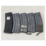 (4) LOADED .223 REM MAGAZINES & (1) EMPTY -