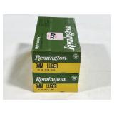 100 RDS OF REMINGTON 9mm LUGER AMMO - 115 GR FMJ
