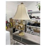 BRASS TABLE LAMP W/ SHADE