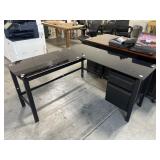 "L" SHAPED GLASS TOP OFFICE DESK