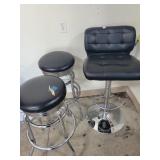 (3) PADDED BAR STOOLS - (1) W/ A HALF BACK AND