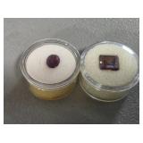 Oval Garnet Gem & 10MM Square CZ Gemstone