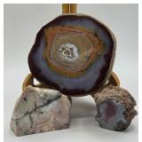 3pc Polished Agates & Fluorite Opal