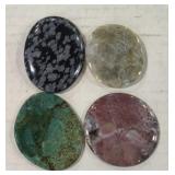 Polished Obsidian, Malachite, Red Moss Agate +