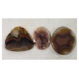 Polished Ky Agate & Painted Rock Cabochons (3)