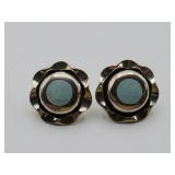 925 Turquoise Floral Stud Earrings