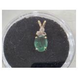Emerald Brazil Gemstone 14K Gold Pendant