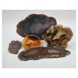 4pc Agate Polished Slices & 1 Nodule End