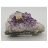Calcite on Amethyst on Agate