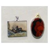 Cabochon & Moss Agate Pendants
