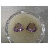 2pc Amethyst Heart Gemstones