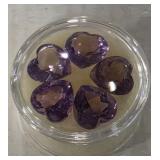 5pc Amethyst Heart Gemstones