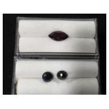 Garnet Gemstone & 2pc Blue Tourmaline Gemstones