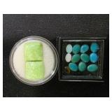 Turquoise, Cabochon, & Green Marbled Gemstones