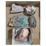 Pink Opal, Azurite, Black Amethyst +