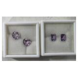 2 Amethyst Hearts & 2 Square Amethyst