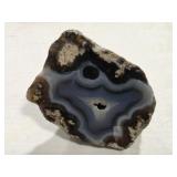 Blue Banded Fortification Agate Geode Slice