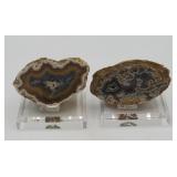 2pc Kentucky Agate Geodes on stands