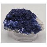 Raw Blueberry Florite on Quartz